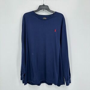 Polo‎ Ralph Lauren T-shirt Mens 2XL Blue Red Pony Minimalist Casual Lounge Sleep